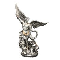 Saint Michael, Pewter Style Finish, Golden Highlights, 10in. Statue