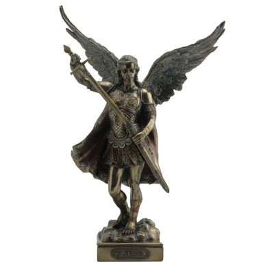 Saint Michael Without Devil, Painted, Cast Bronze, 13.5in. Statue -  - SR-75993