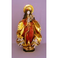 Saint Philomena w/Angels, Painted Ceramic Statue, 20 Inch