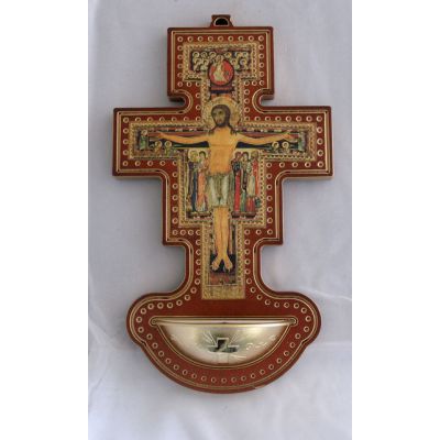 San Damian Cross Church Holy Water Font w/Gold Bowl -  - 407-SD