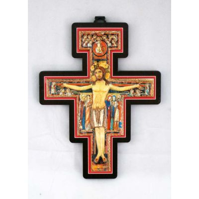 San Damian Cross, Metal Relief On Wood, 6.75 Inch -  - GS-020