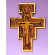 San Damian Cross With Raised Gold Border, 17 Inch