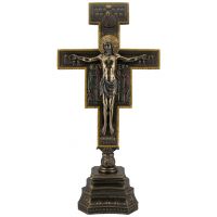 San Damian Crucifix, Cast Bronze, Hand Painted, 11x22in.