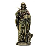 St. John, Veronese, Lightly Painted Cold Cast Bronze, 8 Inch Statue