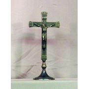 Standing Crucifix, Antiqued Brass, 10.5 Inch