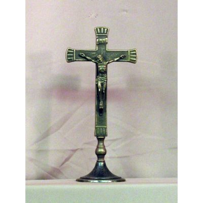 Standing Crucifix, Antiqued Brass, 10.5 Inch -  - FB-423