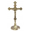 Standing Crucifix In Shiny Brass, Round Base, 11.5 Inch Standing Crucifix In Shiny Brass, Round Base, 11.5 Inch