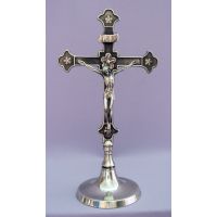 Standing Crucifix, Silver-Plated Brass, 11.5 Inch