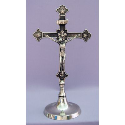 Standing Crucifix, Silver-Plated Brass, 11.5 Inch -  - 140307