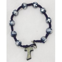 12 Pack Tau Bracelet, Blue, Wood Beads & Cross