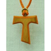 Tau Cross Necklace w/Orange Border, 32 Inch Nylon String
