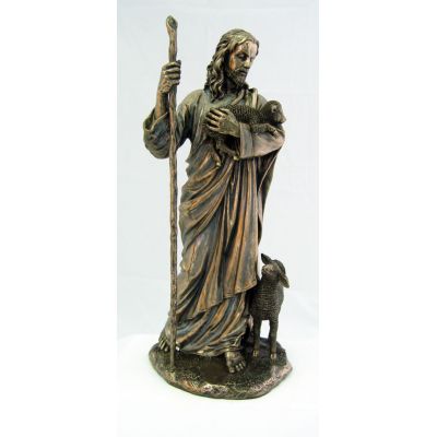 The Good Shepherd, Cold-Cast Bronze Statue, Painted, 11.5in. -  - SR-75046