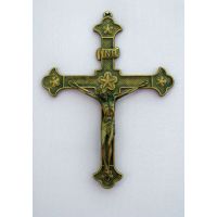 Wall Crucifix, Antiqued Brass, 8.75 Inch