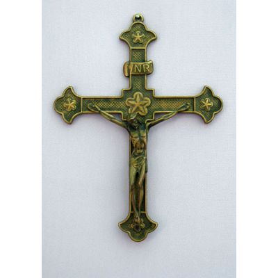 Wall Crucifix, Antiqued Brass, 8.75 Inch -  - 131709