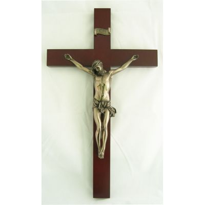 Wall Crucifix, Bronze Corpus, Wood Cross, 14 Inch -  - SR-75025-B