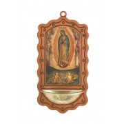 Our Lady of Guadalupe holy water font with gold bowl Our Lady of Guadalupe holy water font with gold bowl