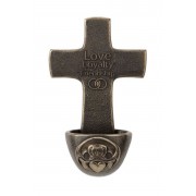 Genesis Claddagh Crucifixion holy water font in cold cast bronze Genesis Claddagh Crucifixion holy water font in cold cast bronze