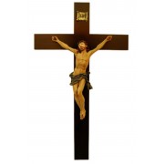 Crucifix with a hand-painted alabaster & resin corpus on a wood cross Crucifix with a hand-painted alabaster & resin corpus on a wood cross