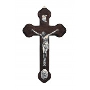 Wood Crucifix with metal Corpus & St. Michael medallion Wood Crucifix with metal Corpus & St. Michael medallion