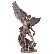 St. Michael in lightly hand-painted cold cast bronze