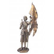 St. Joan of Arc in pewter style finish with gold highlights St. Joan of Arc in pewter style finish with gold highlights