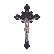 St. Benedict Crucifix with black cross on pewter style Corpus St. Benedict Crucifix with black cross on pewter style Corpus