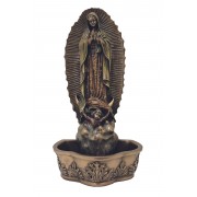 Our Lady of Guadalupe holy water font in lightly hand-painted cold cast bronze Our Lady of Guadalupe holy water font in lightly hand-painted cold cast bronze