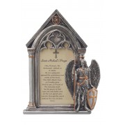 St. Michael prayer frame in pewter style finish with gold highlights
