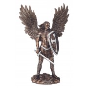 St. Michael without the devil in cold cast bronze and pewter style highlights
