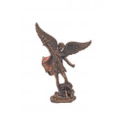 St. Michael in lightly hand-painted cold cast bronze
