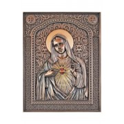Immaculate Heart of Mary plaque in lightly hand-painted cold cast bronze Immaculate Heart of Mary plaque in lightly hand-painted cold cast bronze