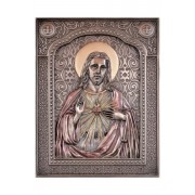 Sacred Heart of Jesus plaque in lightly hand-painted cold cast bronze Sacred Heart of Jesus plaque in lightly hand-painted cold cast bronze