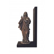 Sacred Heart of Jesus Bookend lightly hand-painted cold cast bronze on a black base Sacred Heart of Jesus Bookend lightly hand-painted cold cast bronze on a black base