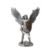 Archangel Michael in pewter style finish with gold highlights Archangel Michael in pewter style finish with gold highlights
