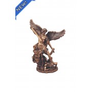 St. Michael in lightly hand-painted cold cast bronze