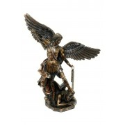 St. Michael in lightly hand-painted cold cast bronze