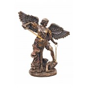 St. Michael in lightly hand-painted cold cast bronze