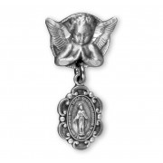 Angel With Wings Pin w/Fancy Miraculous Medal - Boxed