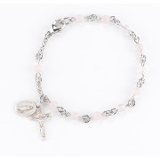 4mm Genuine Rose Quartz Sterling Rosary Bracelet - Boxed