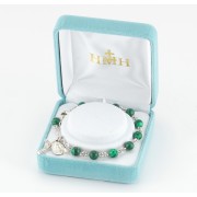 6mm Genuine Malachite Sterling Rosary Bracelet Boxed