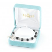 6mm Genuine Black Onyx Sterling Silver Rosary Bracelet - Boxed
