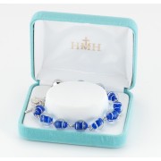 10mm Blue Venetian Glass All Sterling Silver Rosary Bracelet/Boxed 10mm Blue Venetian Glass All Sterling Silver Rosary Bracelet/Boxed