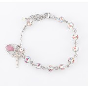 6mm Murano Venetian Glass Crystal Flower Sterling Silver Rosary Bracelet - Boxed