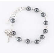 8mm Hematite All Sterling Rosary Bracelet - Boxed