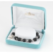 8mm Genuine Round Onyx Bead Rosary Bracelet with Sterling Silver Miraculous Medal and Crucifix - Boxed