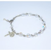 7mm Finest Czech Crystal (AB) Sterling Rosary Bracelet Boxed