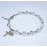 8mm Finest Crystal (AB) Sterling Rosary Bracelet - Boxed