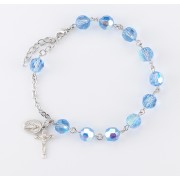 8mm Finest Light Sapphire Sterling Rosary Bracelet - Boxed