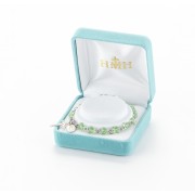 6mm Finest Peridot Crystal All Sterling Plated Butterfly Rosary Bracelet W/ Sterling Medals - Boxed