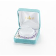 6mm Finest Violet Crystal All Sterling Plated Butterfly Rosary Bracelet W/ Sterling Medals - Boxed